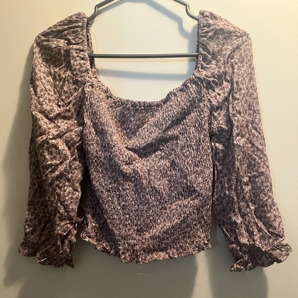 Becool Womens Floral Smocked Crop Top, Rose Dust M - Picture 5 of 7